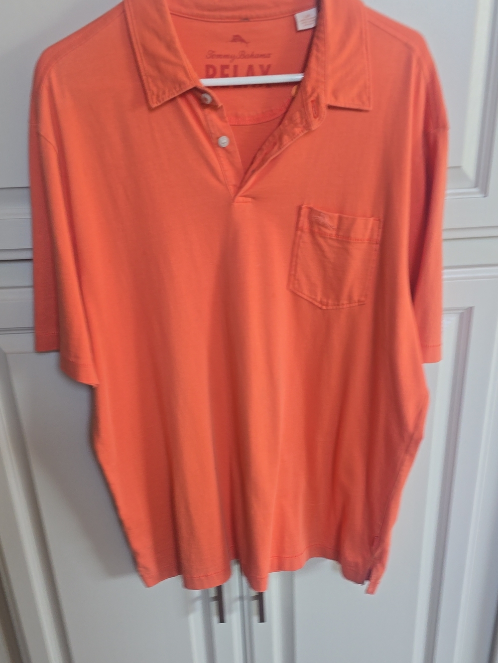 Tommy Bahama Coral-Orange Short Sleeve Button Down Polo
